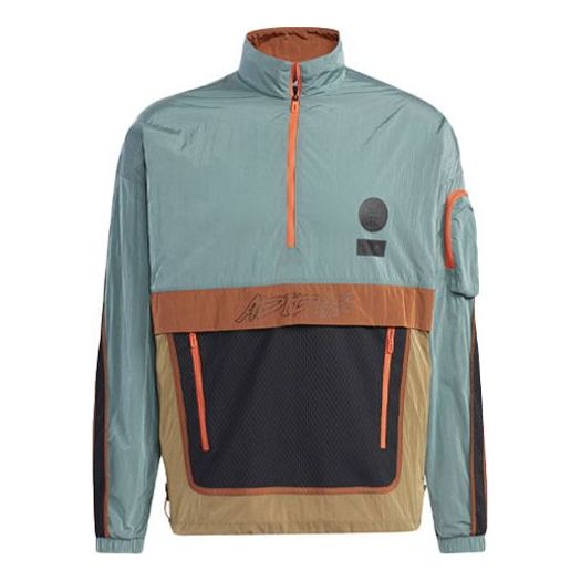adidas Sports Stand Collar Cardigan Jacket Yellow Green Colorblock GP0845