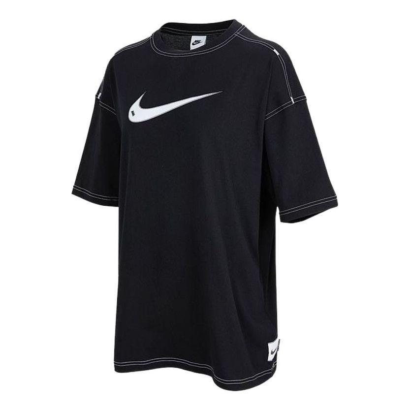 (WMNS) Nike SS22 Logo Printing Casual Round Neck Short Sleeve Black T-Shirt DM6212-010