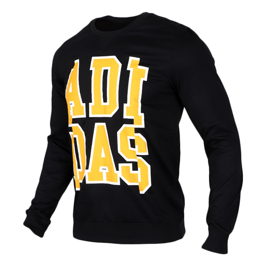 adidas neo Large Logo Printing Round Neck Pullover Black EI6273