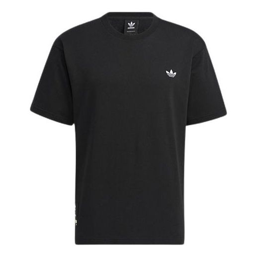 adidas originals Sports Leisure Back Print Round Collar Short Sleeve Men's Black HC6923