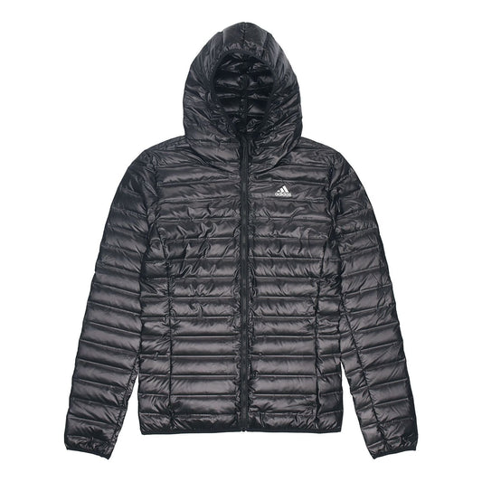 adidas MENS Casual Sports Hooded Down Jacket Black BQ7782
