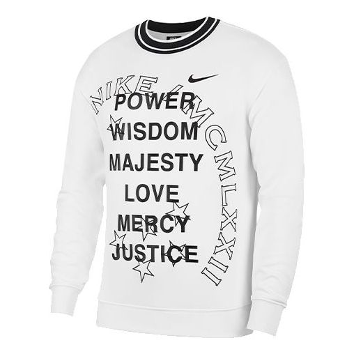 Nike Alphabet Printing Casual Sports Round Neck Pullover White CJ4963-100