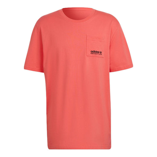 Men's adidas originals Back Butterfly Printing Casual Sports Short Sleeve Swirl Fluorescent Red T-Shirt HF4796