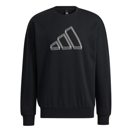 Men's adidas St Logo Sweat Logo Printing Sports Round Neck Pullover Black H39359