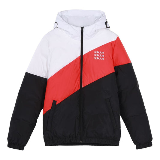 adidas neo Contrast Color Stitching Sports Stay Warm White hooded down Jacket Colorblock H45268