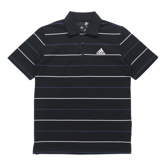 adidas Fi Polo Yarndye Striped Sports Short-sleeved Polo Shirt Men's Black GP1009