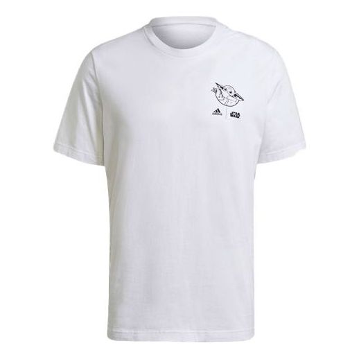 Men's adidas x Star War Crossover Back Print Athleisure Casual Sports Short Sleeve White T-Shirt GS6213