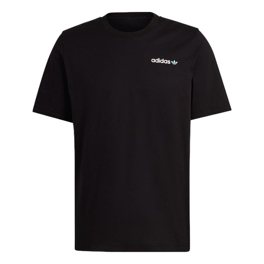 Men's adidas originals Back Sailboat Pattern Alphabet Printing Loose Round Neck Short Sleeve Black T-Shirt HR7907