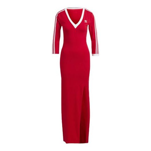(WMNS) adidas originals Adicolor Classics 3-Stripes Maxi Dress Asia Sizing 'Red' II0750