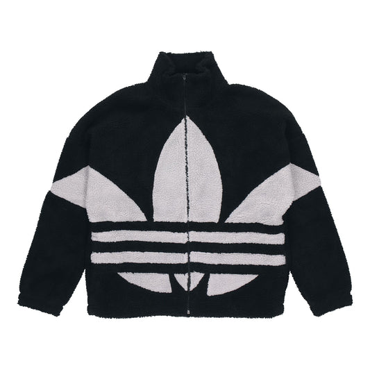 adidas originals Contrasting Colors Logo Suede Stand Collar Sports Jacket Black HC0325