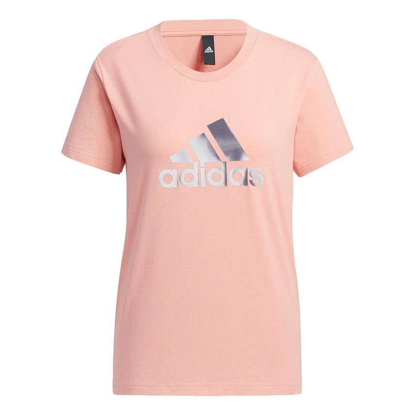(WMNS) adidas Fi Foil Tee Printing Round Neck Sports Short Sleeve Pink T-Shirt GP0700