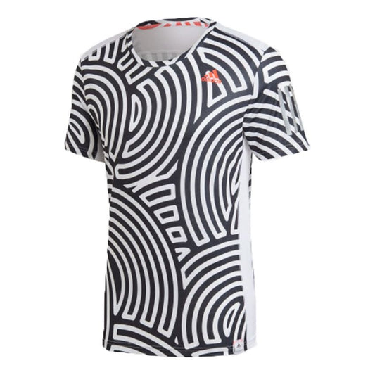 Men's adidas x Hiroko Takahashi Riko Crossover Round Neck Printing Casual Sports Running Short Sleeve Black T-Shirt GD5031