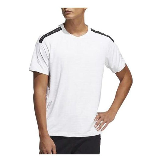Men's adidas Splicing Casual Sports Round Neck Short Sleeve White T-Shirt HE9942