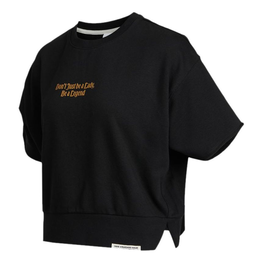 (WMNS) Nike Slogan Alphabet Printing Round Neck Sports Short Sleeve Black T-Shirt DC5310-010