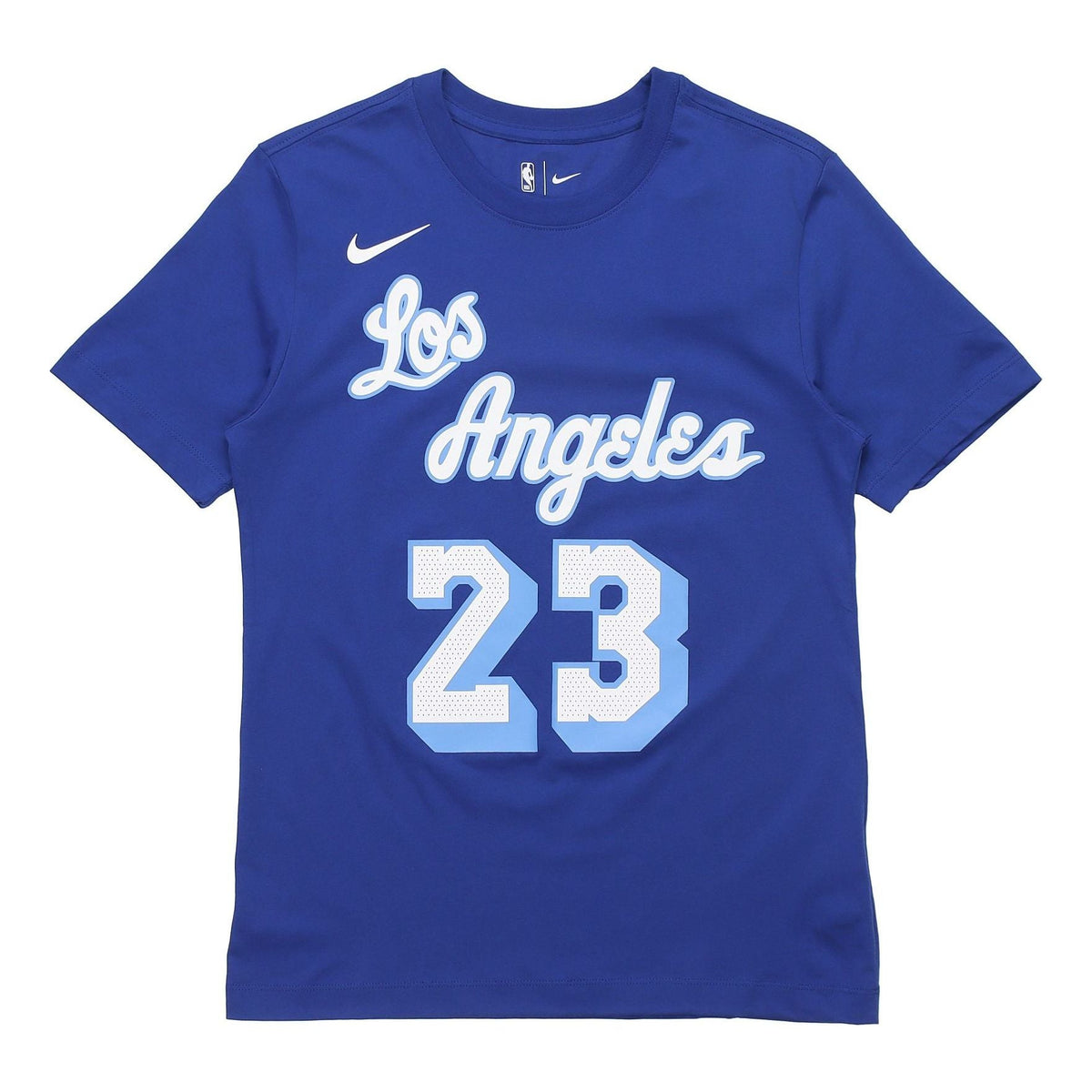 Nike Classic Edition Los Angeles Lakers LeBron James No. 23 Basketball Round Neck Short Sleeve Blue CT9915-495