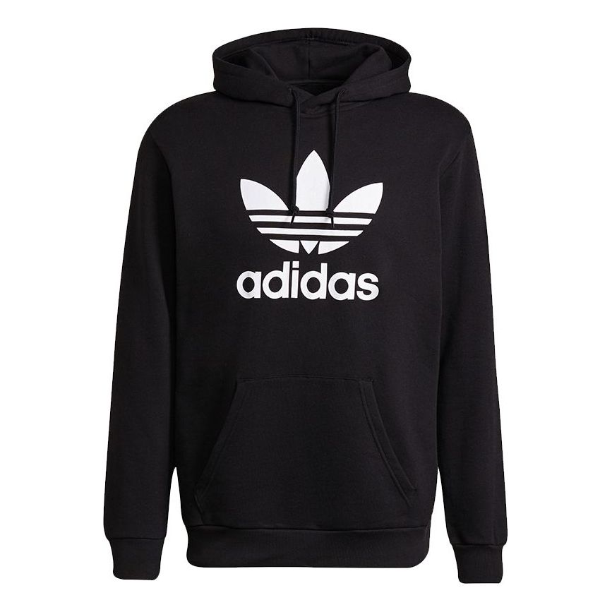 Men's adidas originals Trefoil Hoody Logo Printing Sports Pullover Black H06667