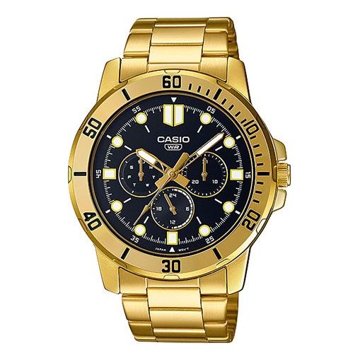 CASIO Sports Quartz Waterproof Black Dial Mens Black Analog MTP-VD300G-1E