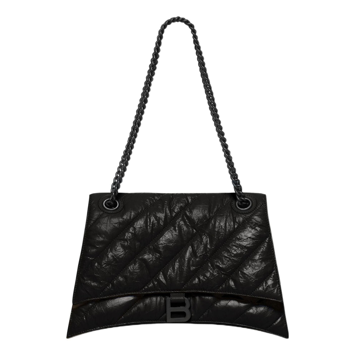 (WMNS) Balenciaga Crush Medium Chain Bag Quilted 'Black' 716393210IY1000