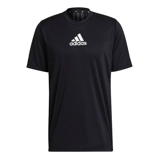 adidas Logo Printing Training Sports Round Neck Short Sleeve Black GM2126