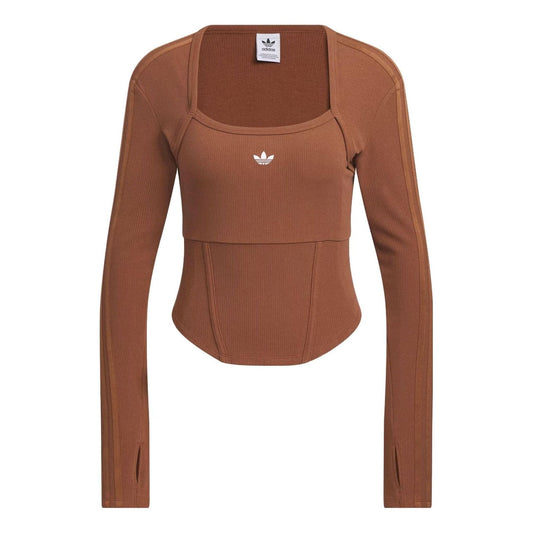 (WMNS) adidas originals Corset Long Sleeve Shirt 'Brown' IX1910