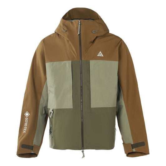 Men's Nike x ACG Loose Zipper Hooded Colorblock Long Sleeves Jacket Autumn Light Brown CV0635-242