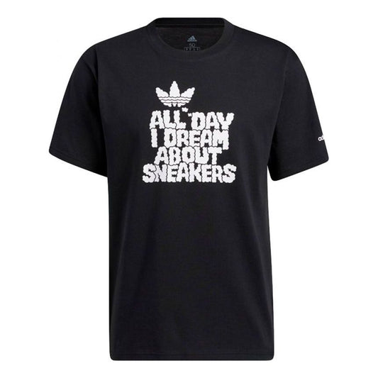 adidas originals Funny Alphabet Printing Sports Round Neck Short Sleeve Black H16236