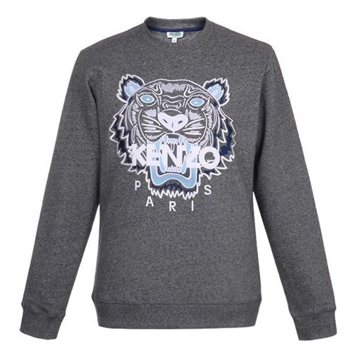Men's KENZO Embroidered Cotton Long Sleeves Gray FA5-5SW001-4XA-98