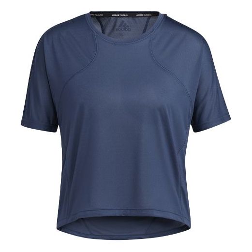 (WMNS) adidas SS21 Yoga Exercise Short Sleeve Navy Blue T-Shirt GP6792