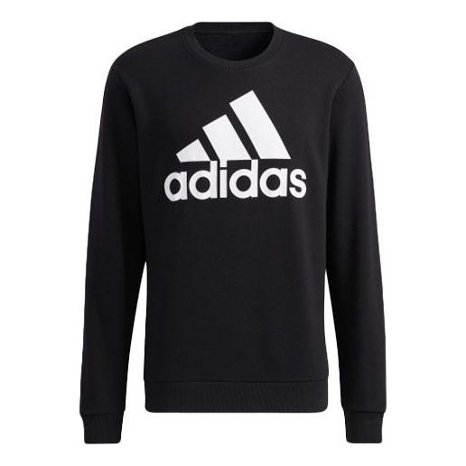 Men's adidas Bl Fl Swt Large Logo Printing Sports Pullover Black GK9074