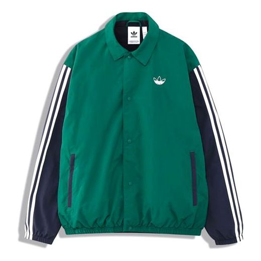 Men's adidas originals Trefoil Coach Colorblock Logo Casual Jacket Blue EJ7109
