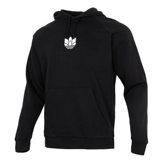adidas originals 3d Trefoil Hood Logo Printing Fleece Lined Stay Warm Sports Black GN3555