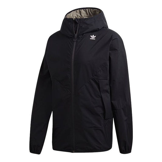 adidas originals Wb Karkaj Outdoor Sports waterproof hooded Windbreaker Jacket Black DV2000