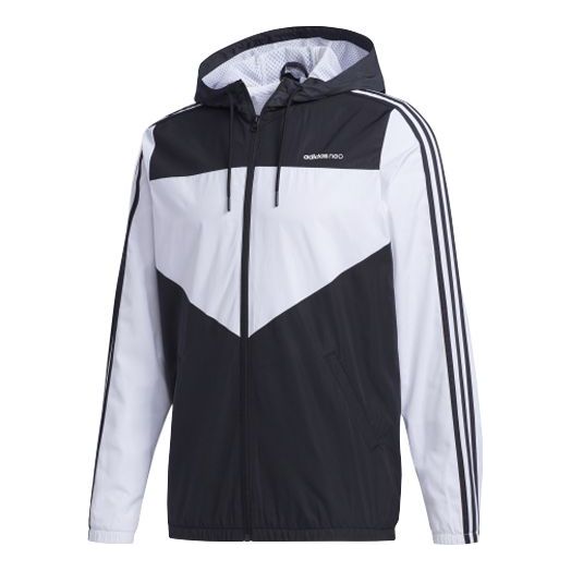 adidas neo Side Stripe Casual Sports Jacket Black FU1058