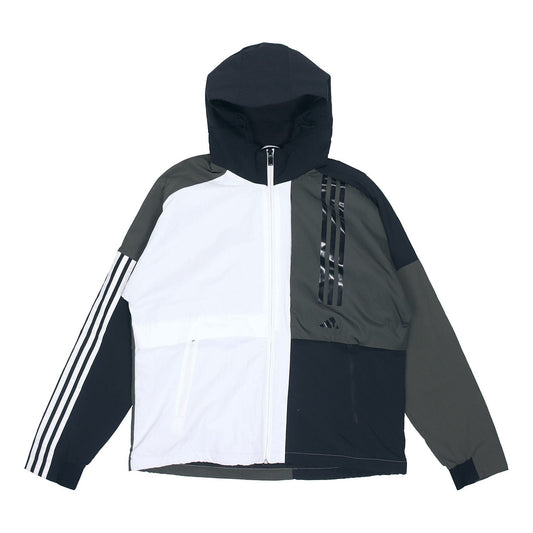 adidas O2 Wb Cb Fleece Lined Logo Casual Sports Hooded Jacket White FM9398