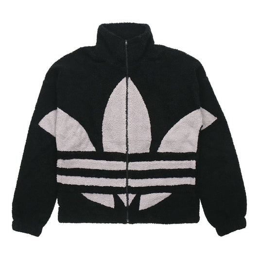 adidas originals Contrasting Colors Large logo Pattern lamb's wool Jacket Black GC8695