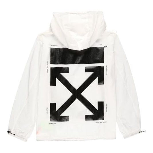Off-White FW19 Printing Pullover Hooded Jacket Men White OMEA187E19E110240110