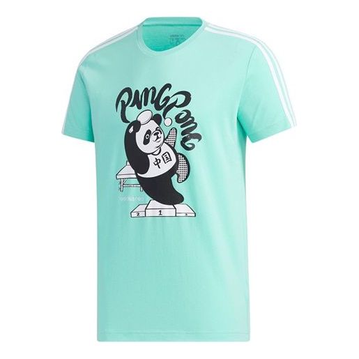 adidas neo Panda 3SGRX Tee Table Tennis Printing Slim Fit Short Sleeve Green GK1553