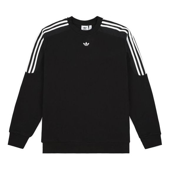 adidas originals Radkin Crewneck Small Logo Embroidered Round Neck Pullover Black DU8141