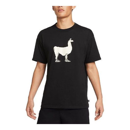 Nike Contrasting Colors animal Pattern Printing Round Neck Casual Short Sleeve Black DR1242-010