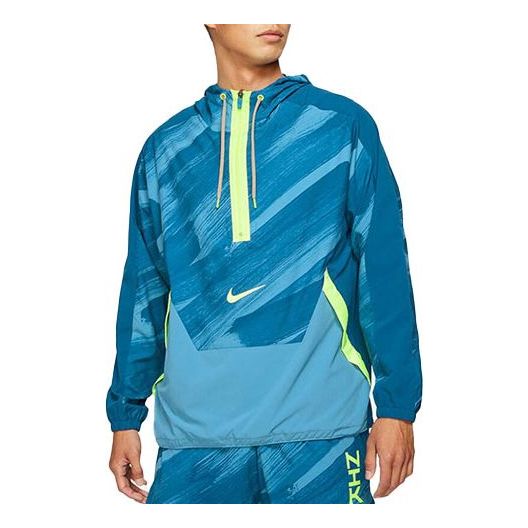 Nike Dri-fit Sport Clash hooded Half Zipper Sports Logo Casual Pullover Jacket Blue DD1724-476