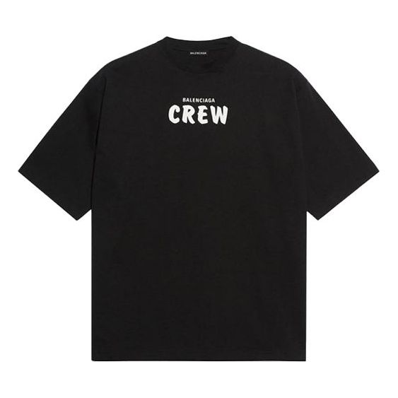 Balenciaga Crew Printing Loose Short Sleeve Black 620941TIV741070