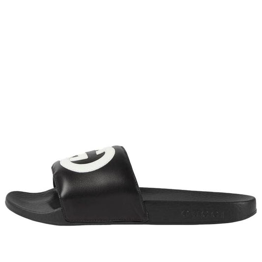(WMNS) Gucci Interlock Double g Soft Sole Cozy Flat Heel Fashion Black Sandals 645770-0R0F0-1071