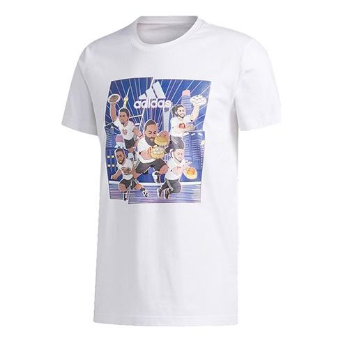 adidas Basketball Cartoon Printing Short Sleeve White GE1057