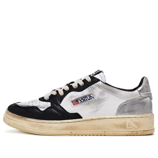 Autry Medalist Super Vintage Leather Low Sneakers 'White Black Silver' AVLM-SV11