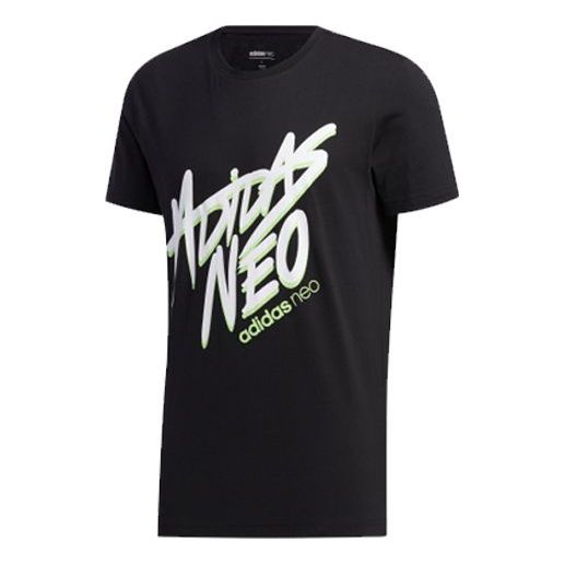 adidas neo M Faves Tee Alphabet Printing Sports Short Sleeve Black FP7350