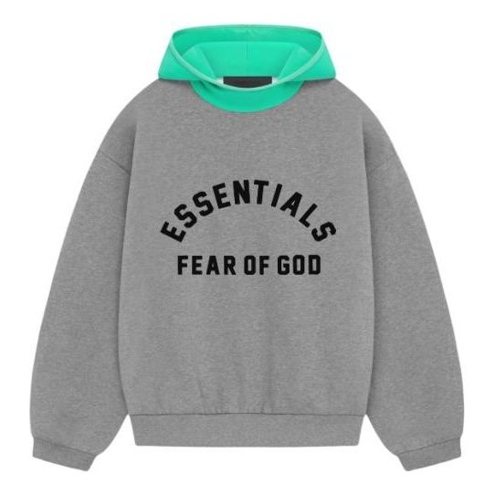 Fear of God Essentials SS24 Nylon Fleece Hoodie 'Dark Heather Oatmeal Mint Leaf' 202SP244312F