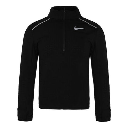 Men's Nike Dri-Fit Running Training Fleece Lined Sports Long Sleeves Black T-Shirt BV4714-010