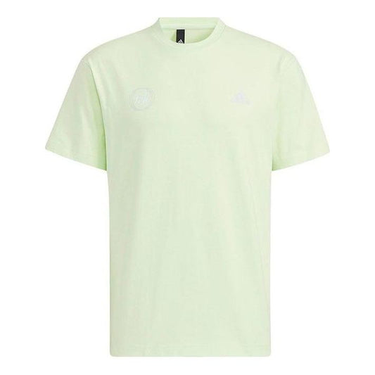 adidas Solid Color Chinese Printing Athleisure Casual Sports Short Sleeve White HI3283