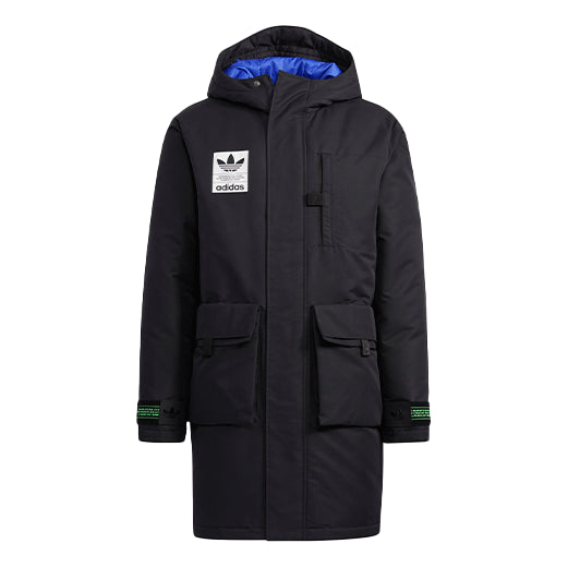 Men's adidas originals 2 In 1 Sports Long Hooded With Down Feather Black Jacket H58062