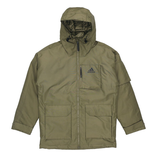 adidas Outdoor Sports hooded down Jacket Olive Green H61734